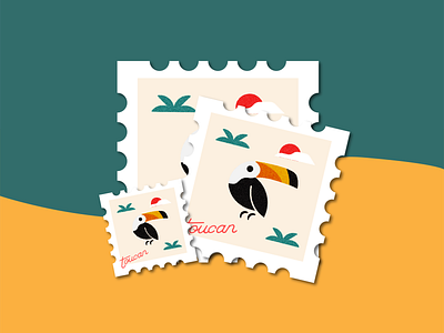 Toucan Stamps badge design brand designer branding branding design flat logo design hawaiian identity branding identity design logo design patch design simple logo stamp design toucan tropical