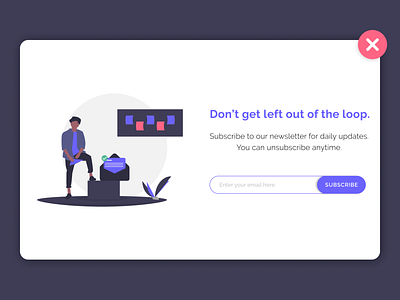 Daily UI 026: Subscribe Pop Up #DailyUI app design app ui app ux branding daily ui dailyui design figma figmadesign font illustration mobile app mobile app design typography ui ui design ui ux ux ux design ux ui