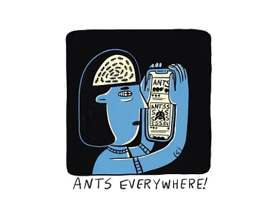 ANTS ants brain bugs dark face feed hands instagram media mental nature night overwhelmed phone sad scroll shock social tired woman