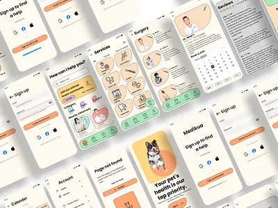 Medikua - Get top-quality veterinary care for your pet, anytime, app book a vet booking a service branding cats dogs interaction mobile design pet care pet health product deisgn surgery ui uxui vet vet surgery