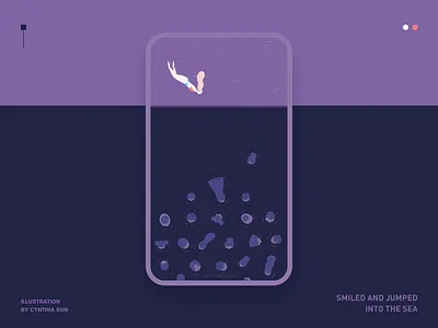jump into the crowd with smiling design flat／illustrations／ui／design／ girl sea 图标 平插图 ui 设计 插图 涂鸦