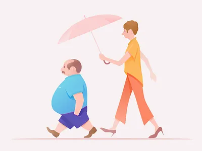 Incongruous a couple color comic design illustration incongruous irony old original sketch sketchbook umbrella walk