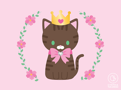 Princess Cat Portrait art commissions cat cat portrait character design cute cute art illustration kawaii pet portrait princess vector
