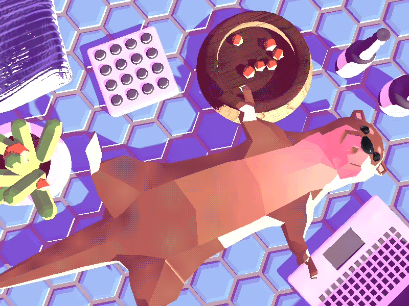 Snacky Low-poly Otter 3d c4d character cute lofi low poly lowpoly otter ps2 rig snacks