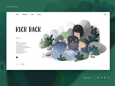 kick back design girl hot spring illustration plants ui
