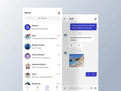 MiaoQu Message Page app design flat icon lynnrgb messages mobile type typography ui ux