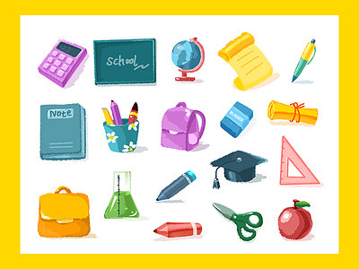 icon bags icon illustration pen rubber study ui