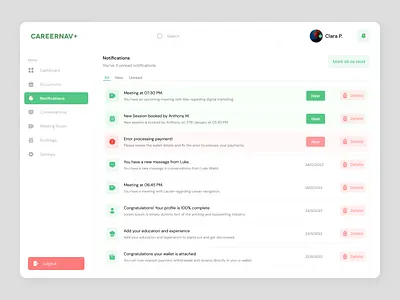Dashboard Notification Screen app app design dashboard dashboard notification screen dashboard screen landing page mobile app ui notification screen sales funnel trending trending screen ui uiux web design website website design