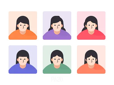 Women's Hair character daily face girls hair head illustrator lady women