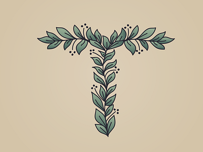 T 36daysoftype 36daysoftype t 36daysoftype t design illustration leaf leaves letter lettering logo typography vector vine