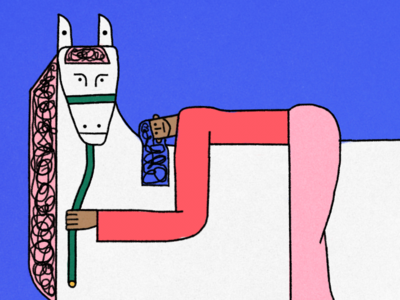 girl and horse abstract cartoon collage color colorful cute design geometric horse illustration lines shapes