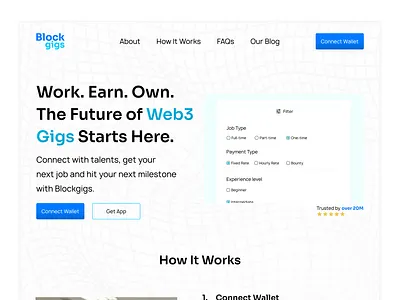 Blockgigs Website Design + Development branding crypto cryptocurrency design designer figma landing page memecoin product design projects ui ui design uiux uxui web3