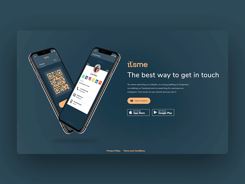 Itsme landing page animation apiko app design flat minimal ui ux web