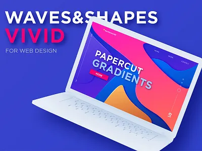 Waves&Shapes Vivid. For web design blue bright fluid gradient graphic landing page layered liquid luxury orange paper paper cut pattern pink stylish ui vector vivid wave website
