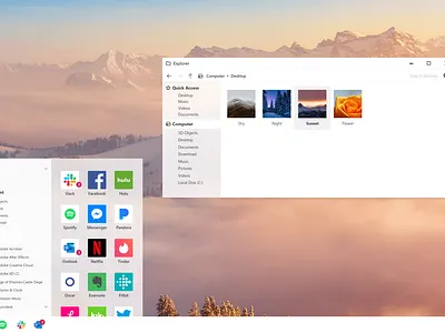 Windows Modern Exploration apple design desktop design ios microsoft minimal product redesign tinder ui windows windows 10