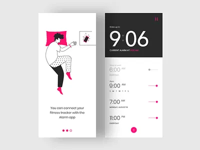 Alarm App alarm app application clock illustraion mobile mobile ui ui ui design user interface