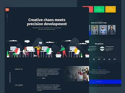 About Us agency clean creative dark dark theme dark ui homepage illustration portfolio psd ui user experience user interface ux web design