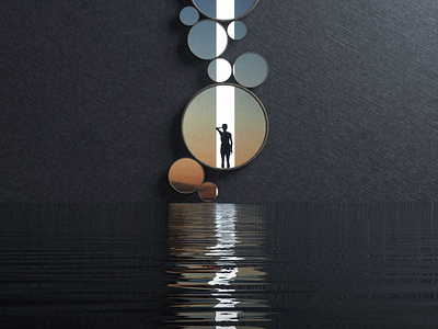 Mirror game 3d abstract black c4d clean color dark design forest identity illustration iso isometric light logo logotype minimal pure space symbol