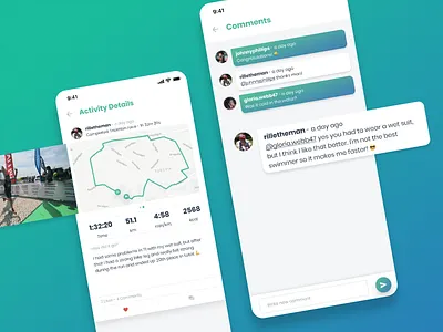 MoveStreak - Activity Details & Comments activity tracker app comments design fitness app ios map maps navigation running running app social social network training training app ui workout workout app workout tracker