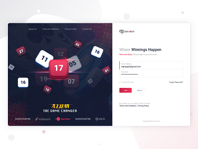 RNG : Login Page analytics bet dashboard keno login lottery ui ux web design web ui