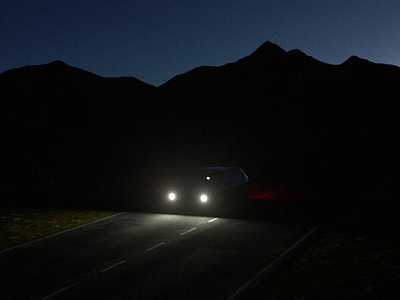 Back to work 3d c4d car cgi clean clean design dark driving minimal night photo pure road roadtrip sunrise