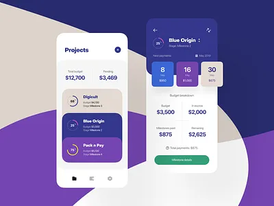 Freelancers’ Bank app breakdown budget dashboard data escrow finance fintech freelance platform freelancer ios milestones mobile mobile app payment payment plan payments progress projects status