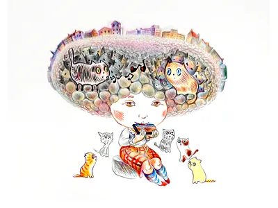 Cat's Square cat humor illustration