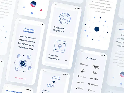 TomoGlobal Mobile abstract illustration blockchain website content delivery grid layout illustration light interface minimal clean design mobile landing page mobile ui ux mobile web design platform design