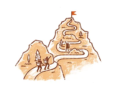 Team Goal goal illustration ipadpro mountains procreate team trekking