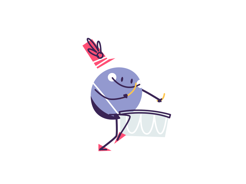 Drum bum bum 2d animation band character drum drummer happy illustration music run cycle walk cycle