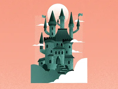 Castle in the Sky apple pencil art artist big castle castles clouds design drawing environment fantasy grain illustration landscape large procreate series sky texture textured