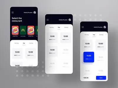 Restaurant Booking UI agency app booking business cafe card card design elegant etheric fastfood flutter interface ios13 minimal mobile modern restaurant restaurant app ui ux