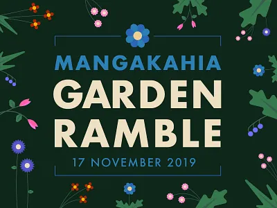 Garden Ramble community dark design flower flowers garden gardening poster simple town vector