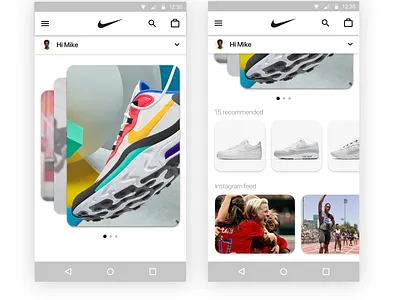 Daily UI challenge - Homepage Page (Day 3) android app cards ui dailyui design digital droid home homepage landing landingpage mobile nike shadows sketchapp ui uidesign ux