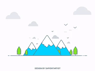 Mountains birds clouds ice illustration landscape design mountains trees vector vector art