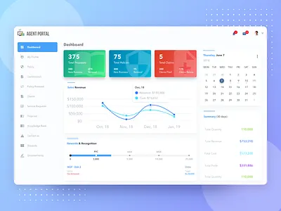 Insurance Agent Dashboard dashboard design dribbbleshot insurance portal sales sketch ui ux web