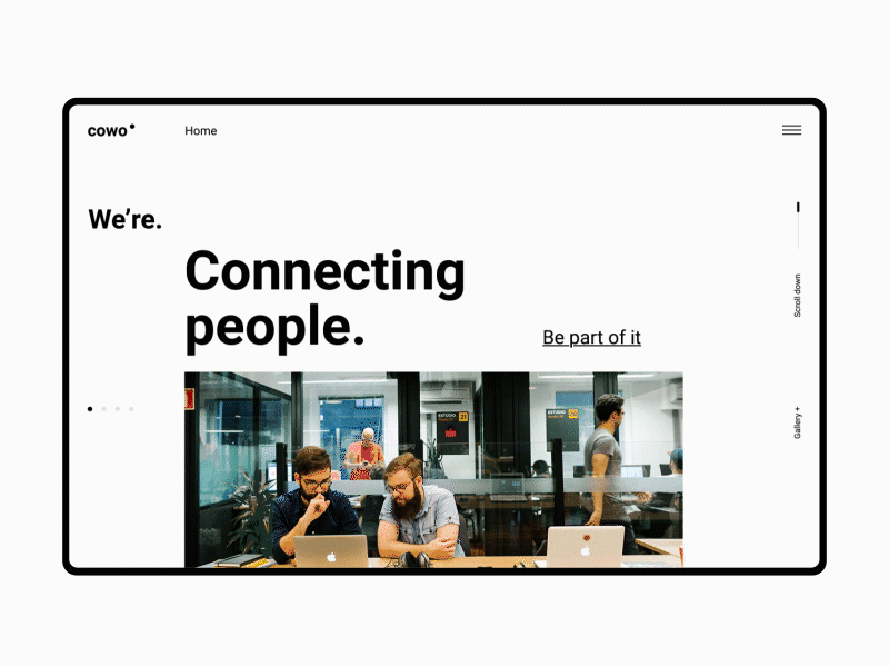 Home Motion 01 animation concept coworking interaction interface minimal typography ui ux web