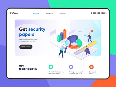 Brokerage Services Promotion LP header design header icons illustration landingpage layout responsive design typography ui ux vector web website