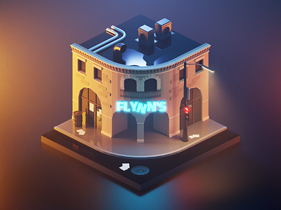 Flynn's Arcade from Tron 3d arcade blender building cyberpunk design diorama fanart flynns illustration isometric low poly lowpoly lowpolyart model render sci fi tron