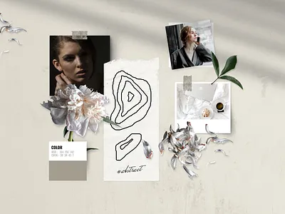 Realistic Mood Board Mockup - Vintage abstract brand design branding earthy earthy tones floral hand drawn mockups mood board mood board mockup moodboard moodboard template pastel peonies portfolio template scene creator shadows social media template vintage