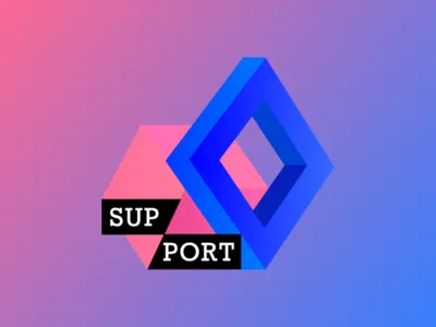 Logotype for support blue colors design illustration logo vector