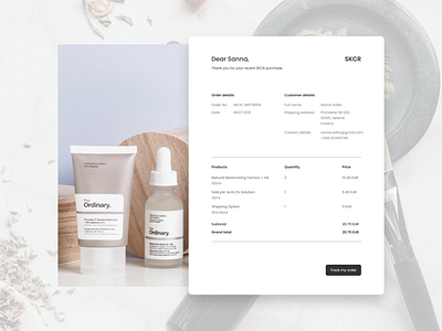 Daily UI Challenge #017 - Email Receipt 017 dailyui skcr ui design