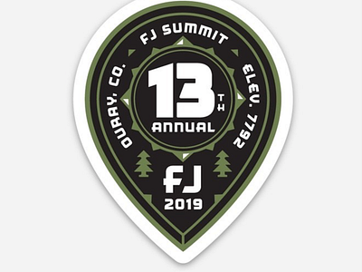 FJ Summit 13 badge colorado drop ouray pin summit tree trees truck
