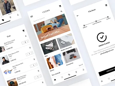 Yeswa App android brand buy checkout clean clothes design ecommerce app fashion fashion design ios logo sale ui ui ux ux