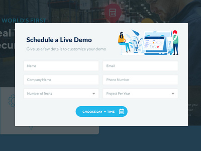 Schedule a demo branding clean clean form clean ui cta demo design form format freelance freelancer icons illustraion illustration popup scheduler typography ui ux website wordpress