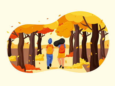 Back to school autumn back to school character children fall gold leaf people road school september tree walk