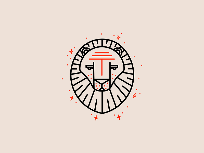 Zodiac - Leo animal animal logo astrology brand branding design fun icon illustration leo letterpress line line art lion lion logo logo monoline red zodiac zodiac signs
