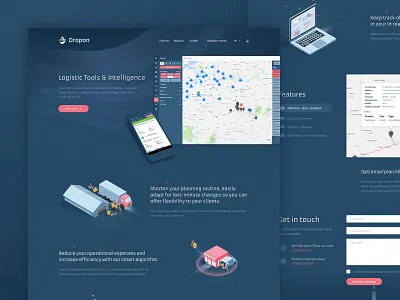 Dropon Landing Page - Version 2 delivery desktop dropon landing page logistics planning webdesign website