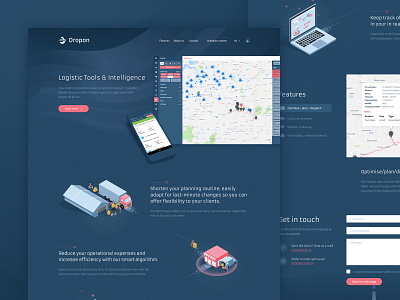 Dropon Landing Page - Version 2 delivery desktop dropon landing page logistics planning webdesign website