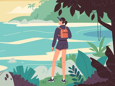 Facebook page cover beach boats lady nature plants sea water woman